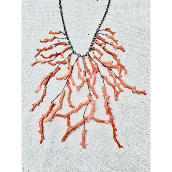 Chan Luu Jewelry - Chan Luu Salmon Branch Coral 925 Sterling Statement Bib Necklace 16in